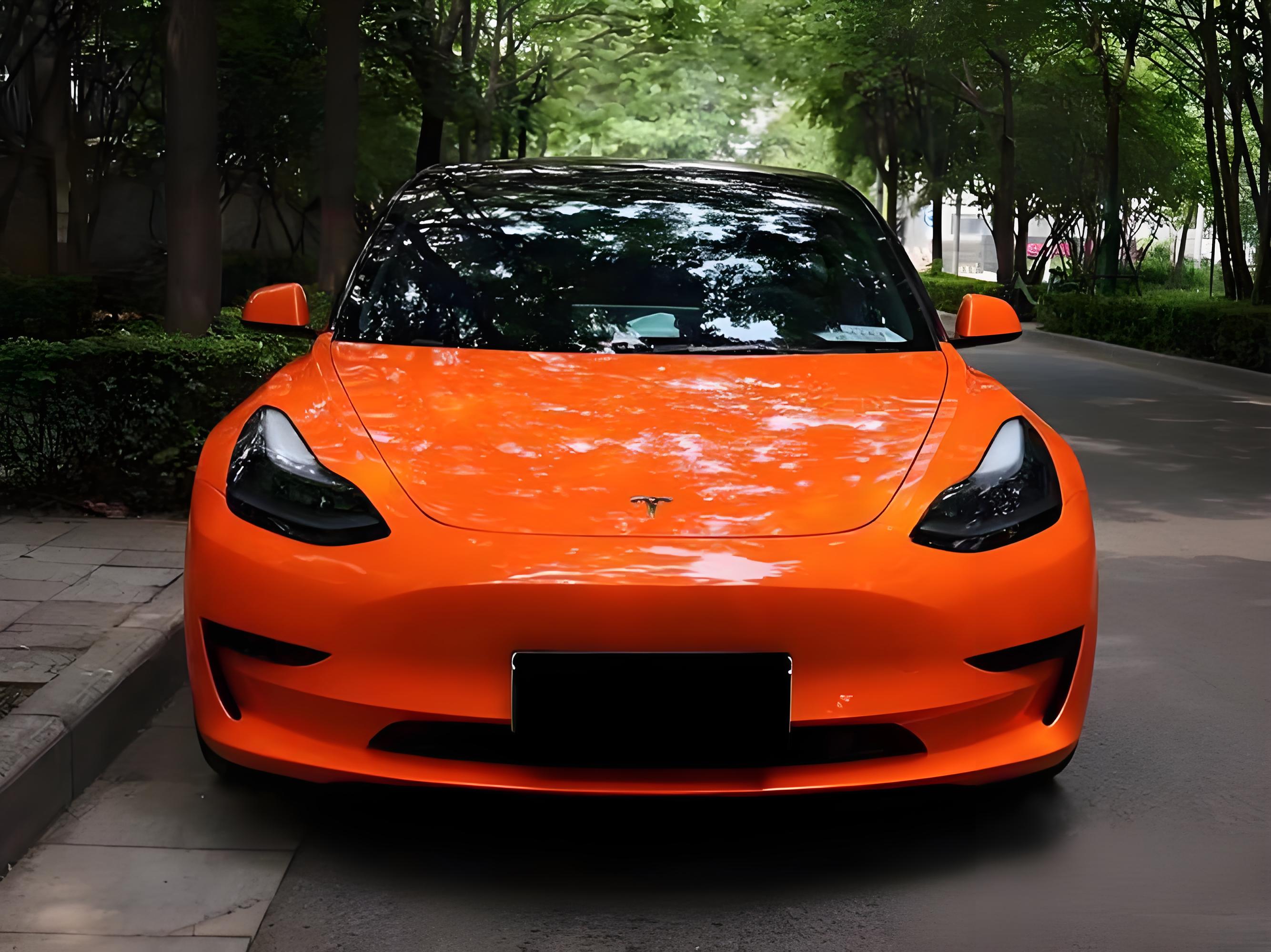 Glossy Crystal Orange Flame Vinyl Wrap