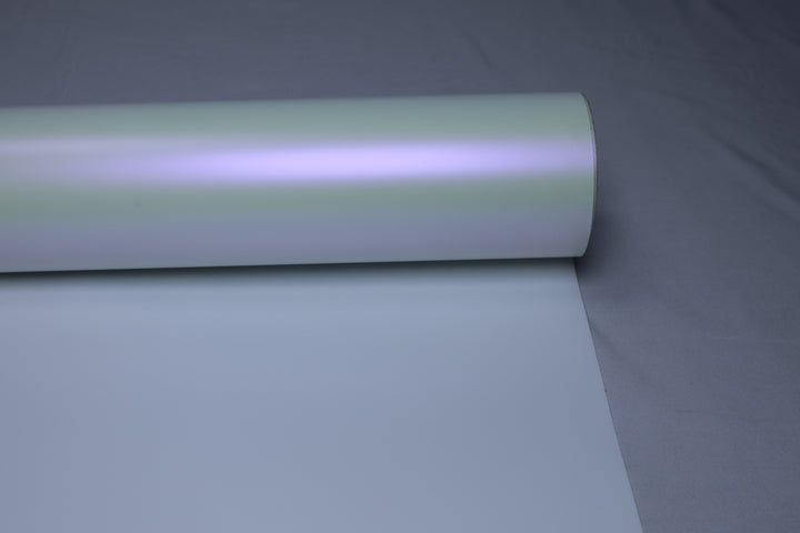 HIGHCOOL Satin Color Shift White Purple Vinyl Wrap (CP2234) real sample photo