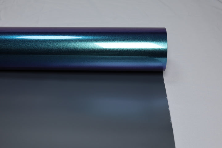 HIGHCOOL Gloss Diamond Glitter Purple Blue Shift Vinyl Wrap (CP2305) real sample photo