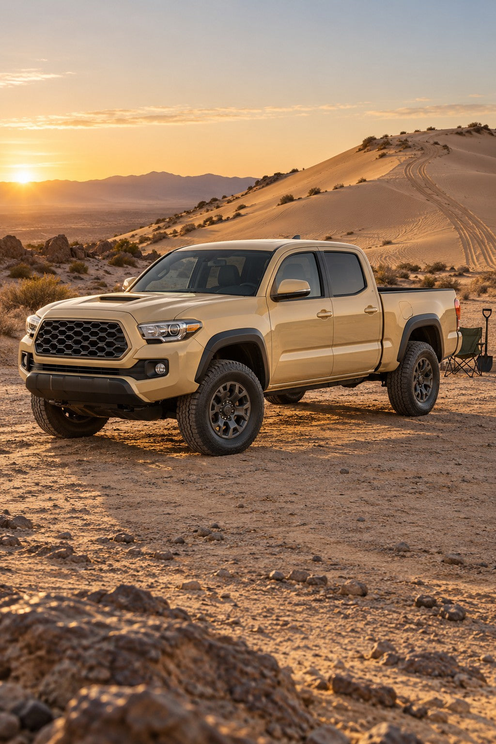 HIGHCOOL Gloss Desert Storm Yellow Color PPF, rendering of a wrapped car on location