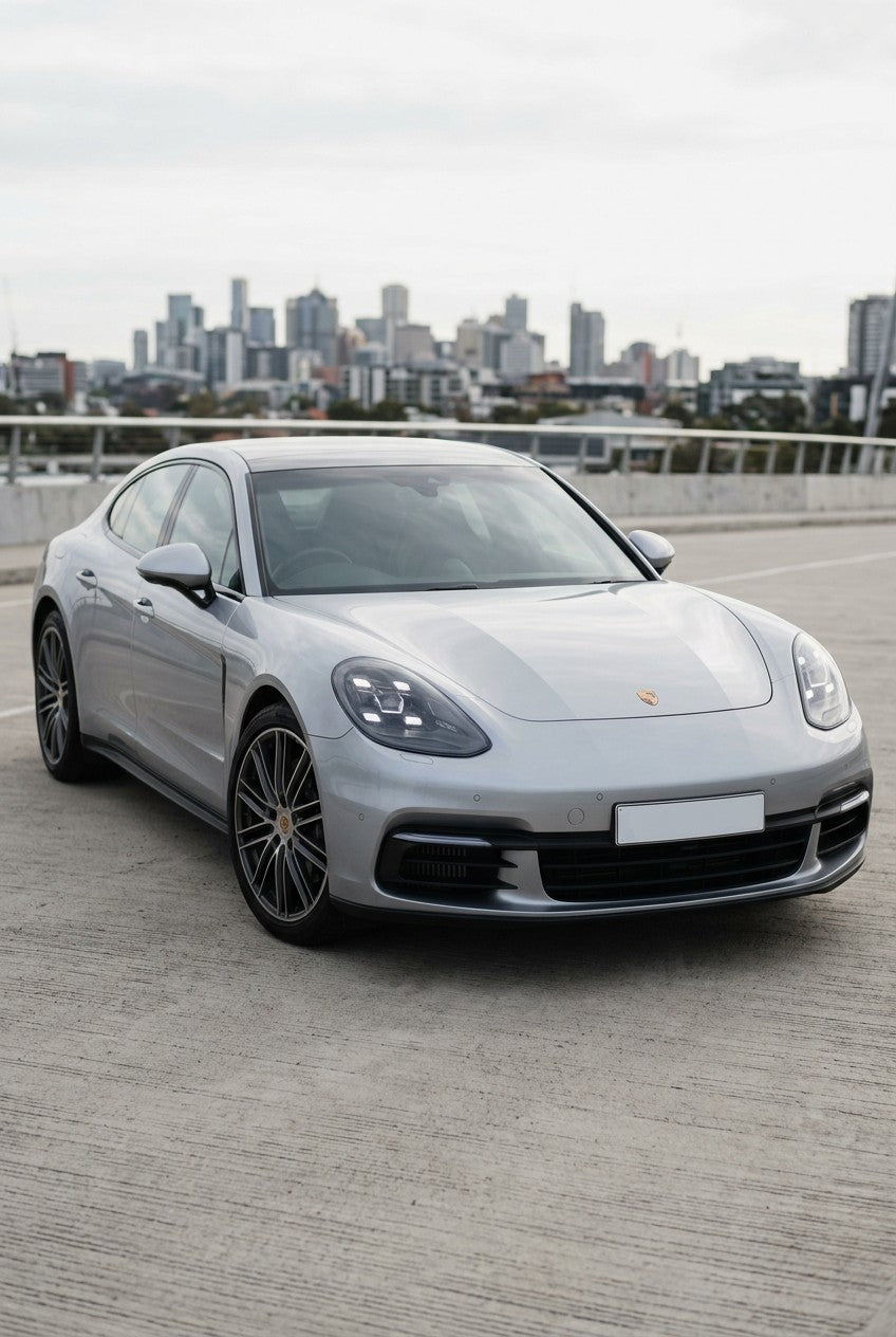 HIGHCOOL Pearl GT Silver Color PPF on a car in an outdoor setting, rendering