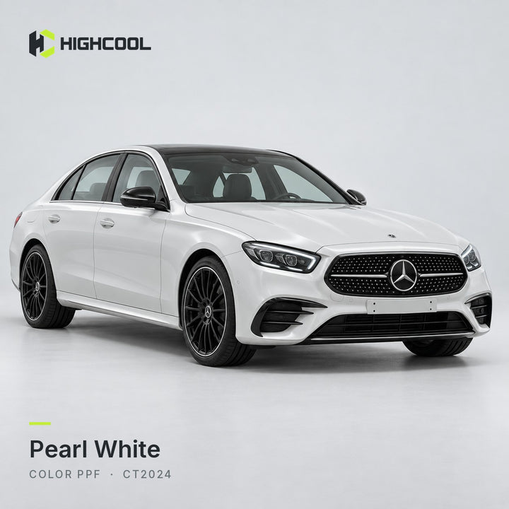 HIGHCOOL Pearl White Color PPF (CT2024) on a car, studio rendering