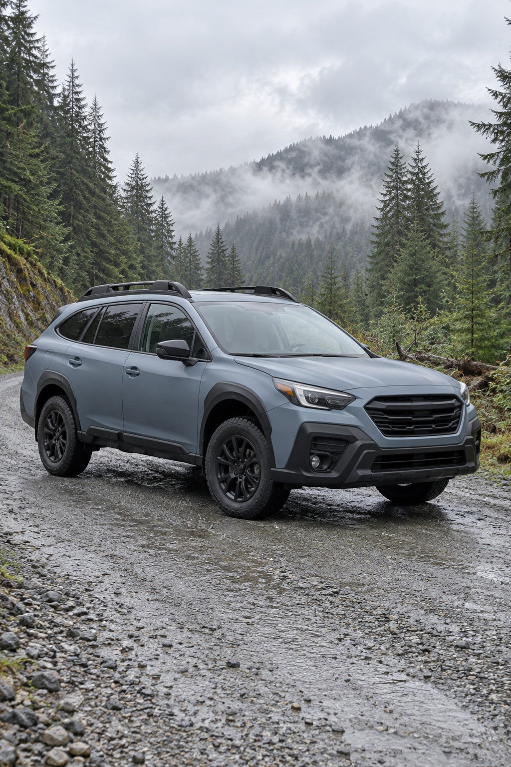 HIGHCOOL Matte Steel Blue Color PPF, rendering of a wrapped car on location