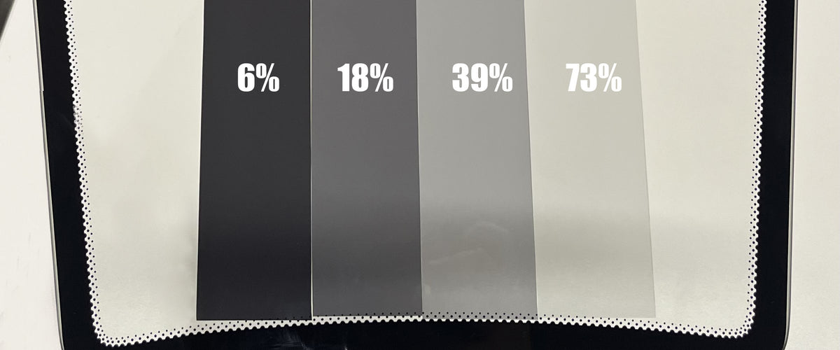 Window film VLT samples from 6% to 73%