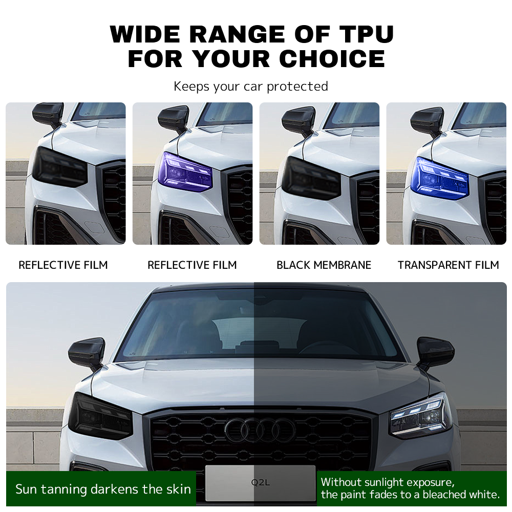 TPU White To Black Car Headlight Film