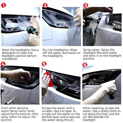 TPU Smoked Black Car Headlight Film
