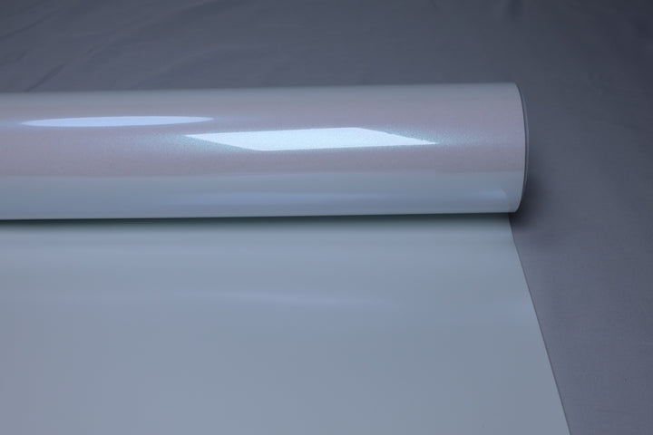 HIGHCOOL Gloss Diamond Glitter White Blue Shift Vinyl Wrap (CP2045) real sample photo