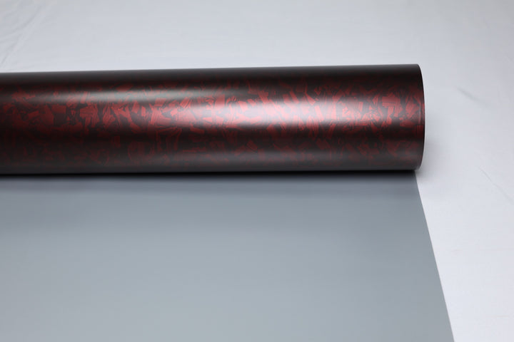 HIGHCOOL Satin Carbon Fiber Cherry Red Vinyl Wrap (CP2333) real sample photo
