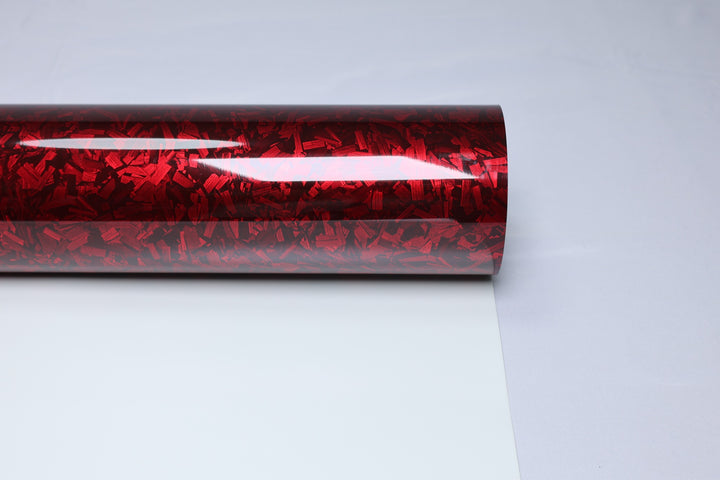 HIGHCOOL 6D Forged Carbon Red Vinyl Wrap (CP2443) real sample photo