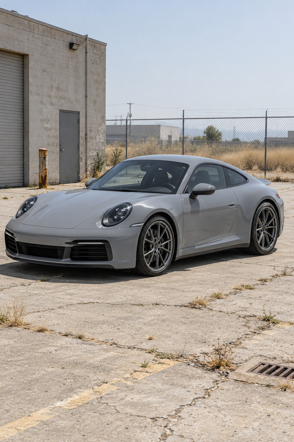 HIGHCOOL Gloss Nardo Grey Color PPF, rendering of a wrapped car on location