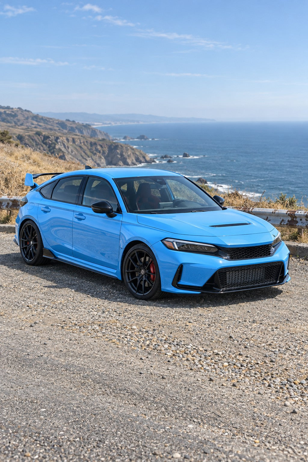 HIGHCOOL Gloss Sky Blue Color PPF, rendering of a wrapped car on location