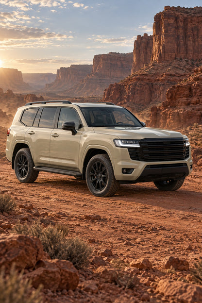 HIGHCOOL Gloss Khaki Beige Color PPF, rendering of a wrapped car on location