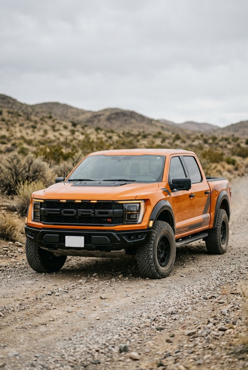 HIGHCOOL Pearl Racing Orange Color PPF on a car in an outdoor setting, rendering