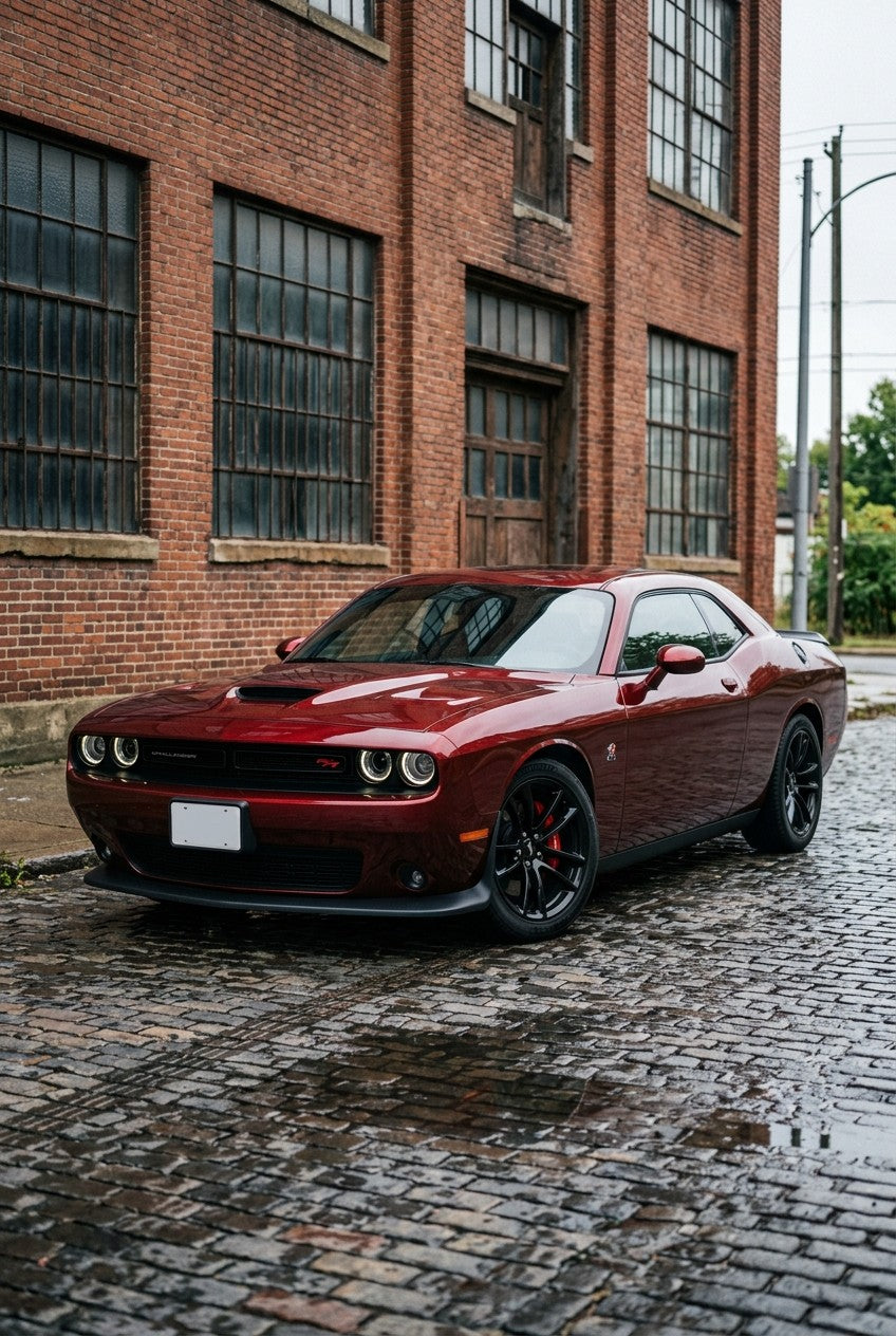 HIGHCOOL Pearl Dragon Blood Red Color PPF on a car in an outdoor setting, rendering