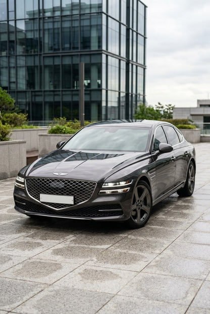 HIGHCOOL Pearl Ceramic Black Color PPF on a car in an outdoor setting, rendering