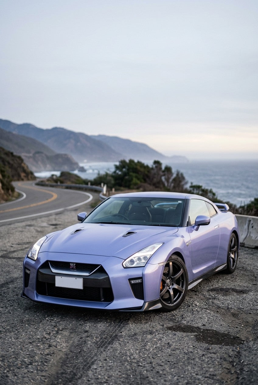 HIGHCOOL Pearl Stardust Purple Color PPF on a car in an outdoor setting, rendering