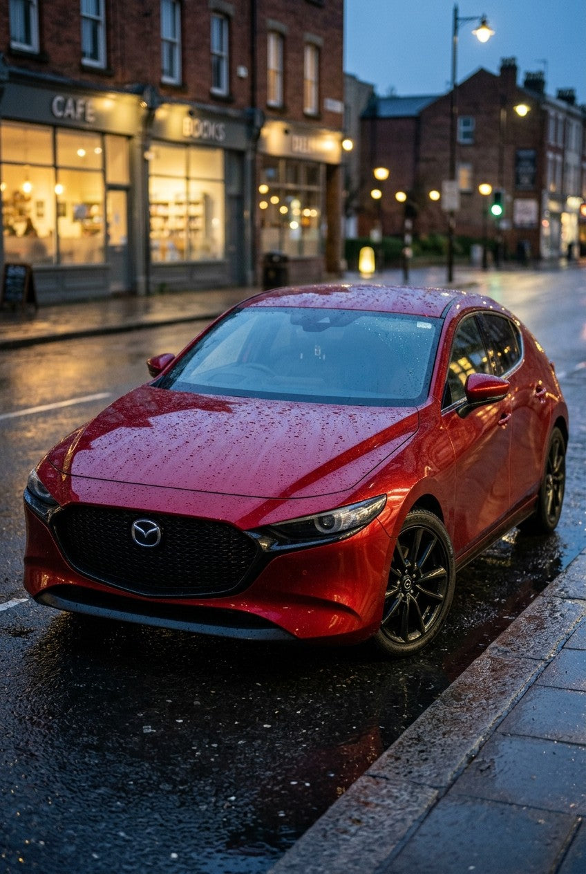 HIGHCOOL Liquid Metal Soul Red Color PPF on a car in an outdoor setting, rendering