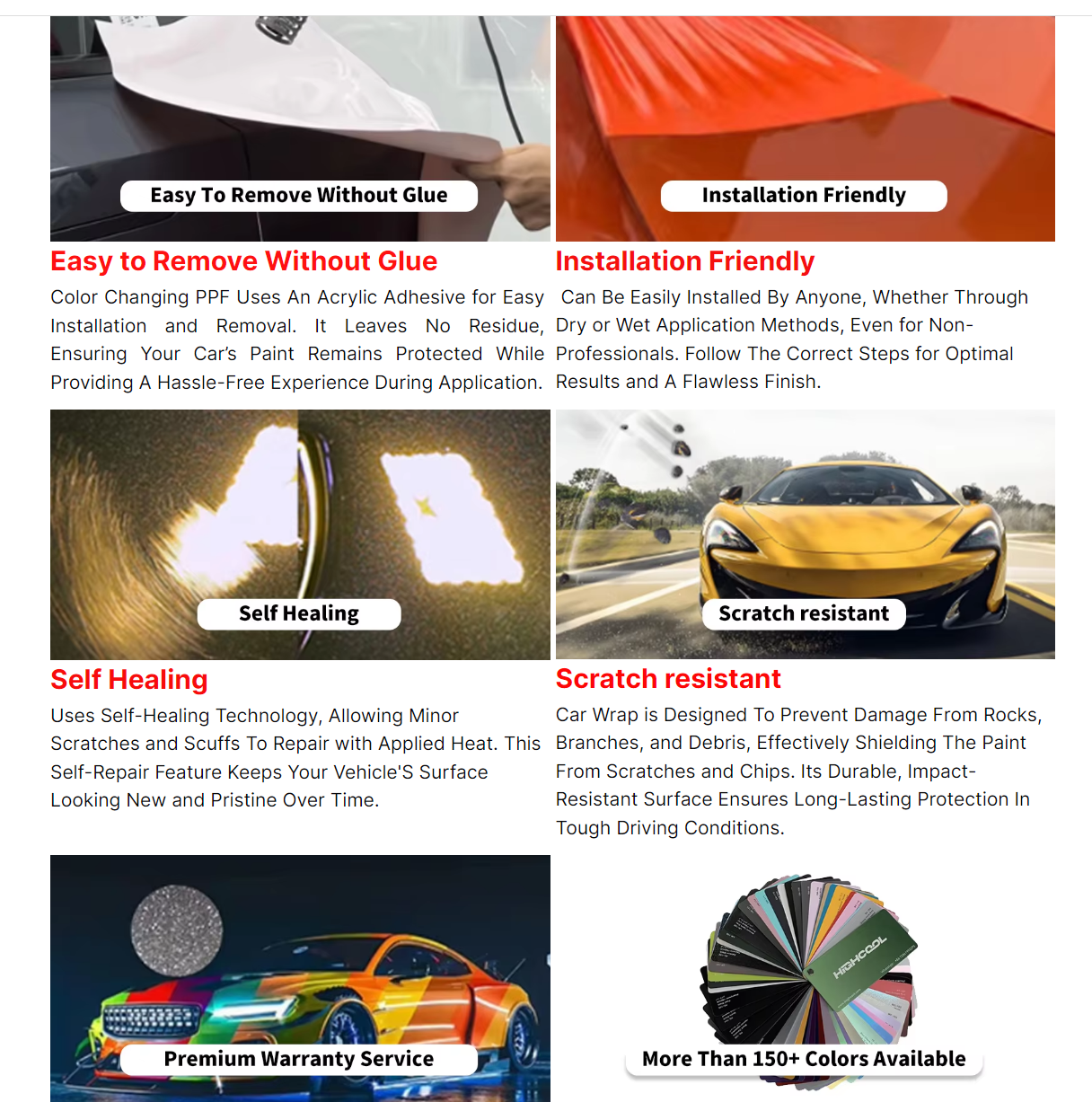 High Gloss Color Automotive Wrap Film Vinyl