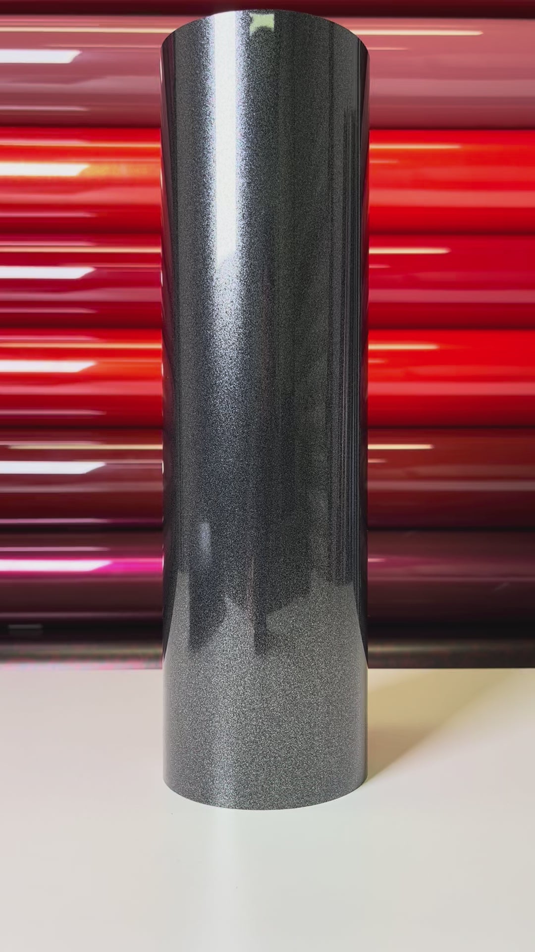 Load video: Heavy Metallic Graphite Black Vinyl Wrap