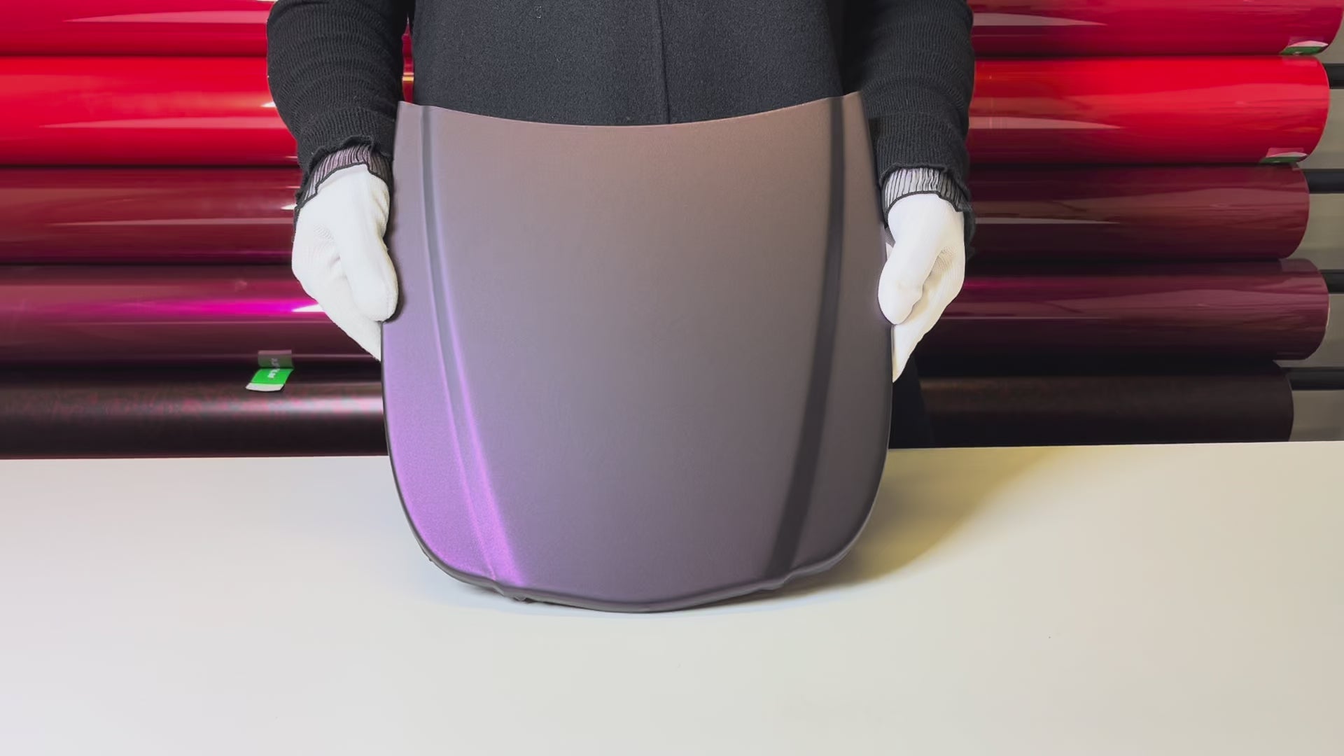 Load video: Super Matte Black Purple Vinyl Wrap