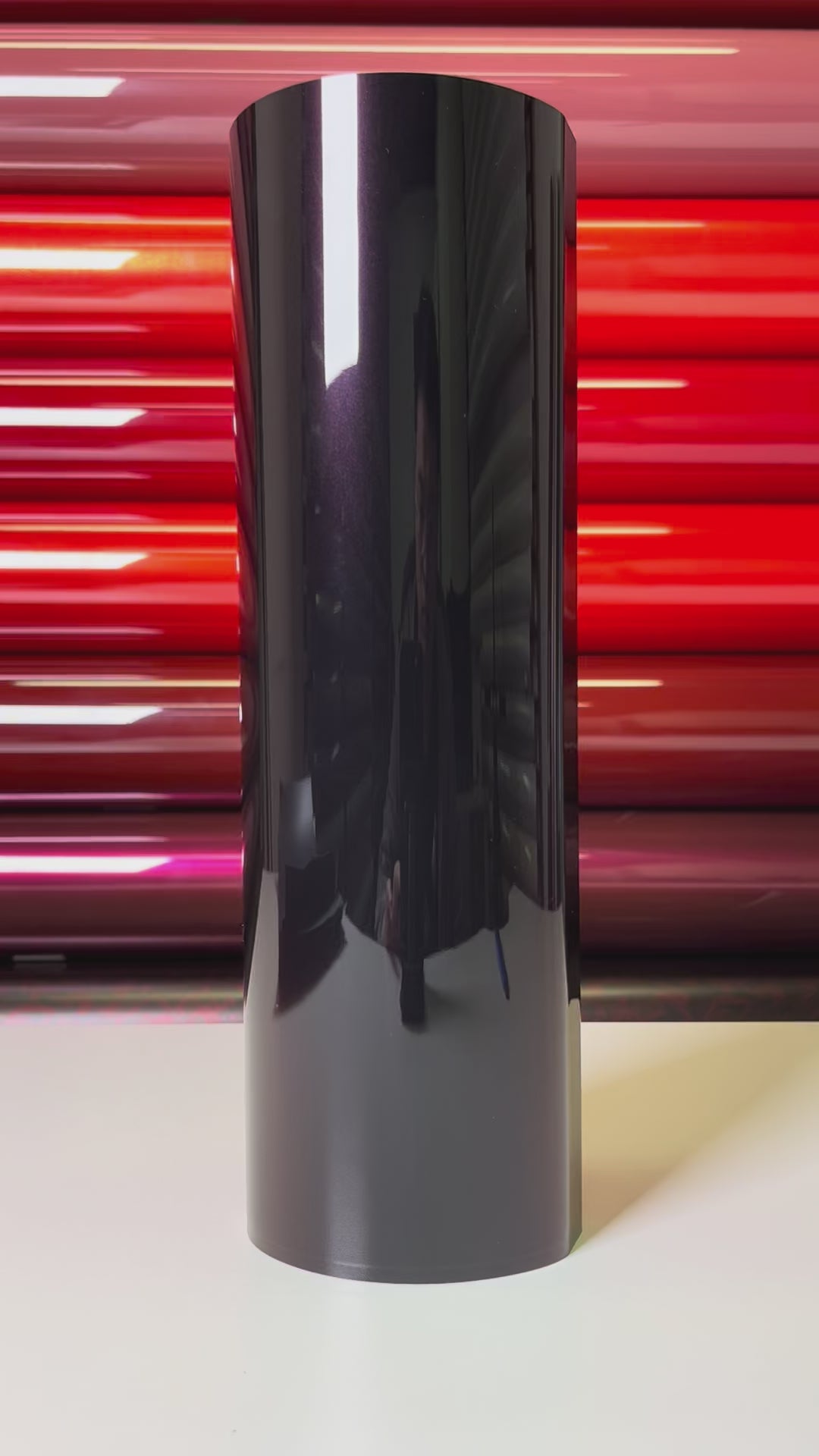 Load video: Flowing Black Charm Red Vinyl Wrap