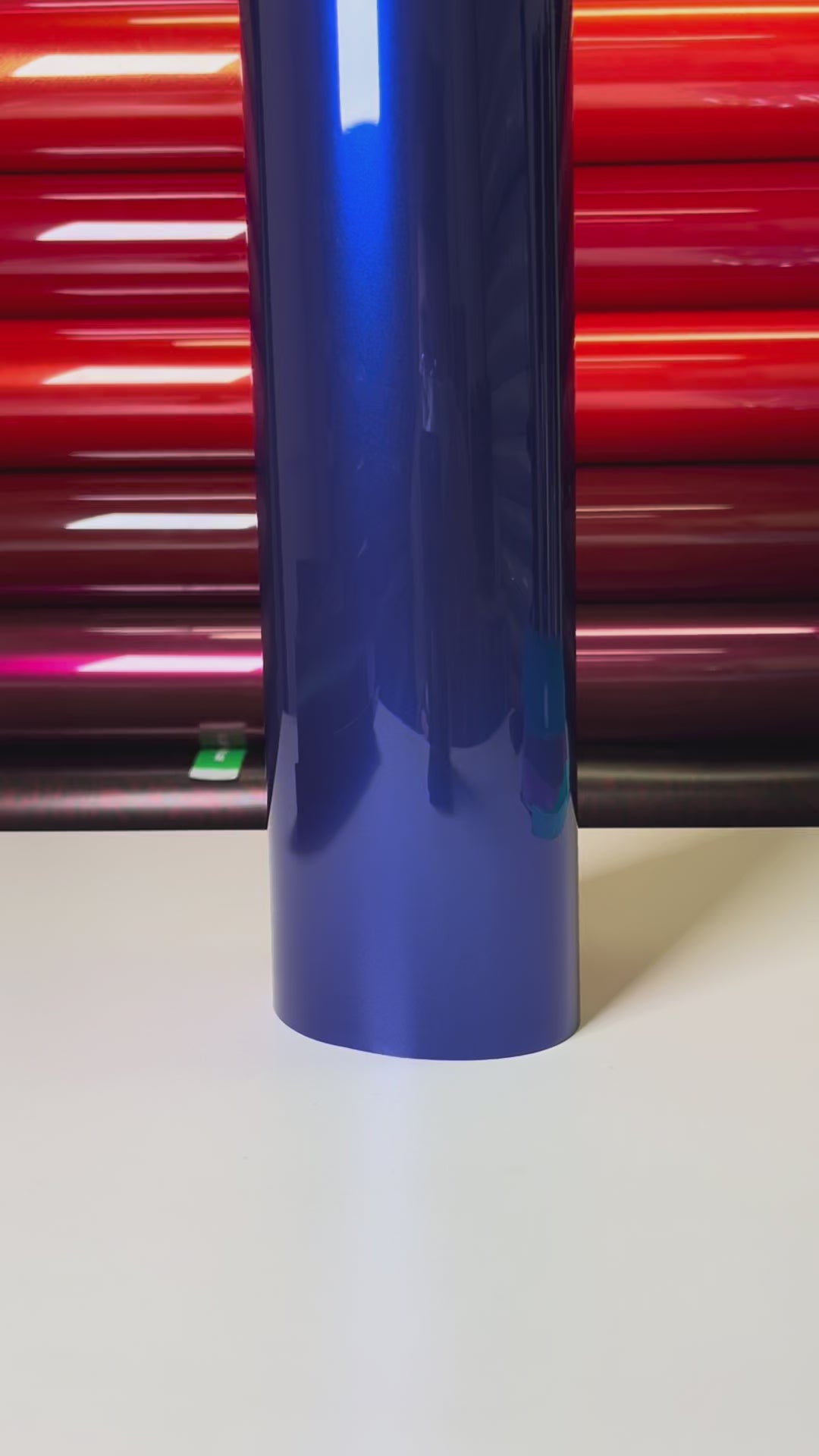 Load video: Ultra Gloss Metallic Deep Blue Vinyl Wrap