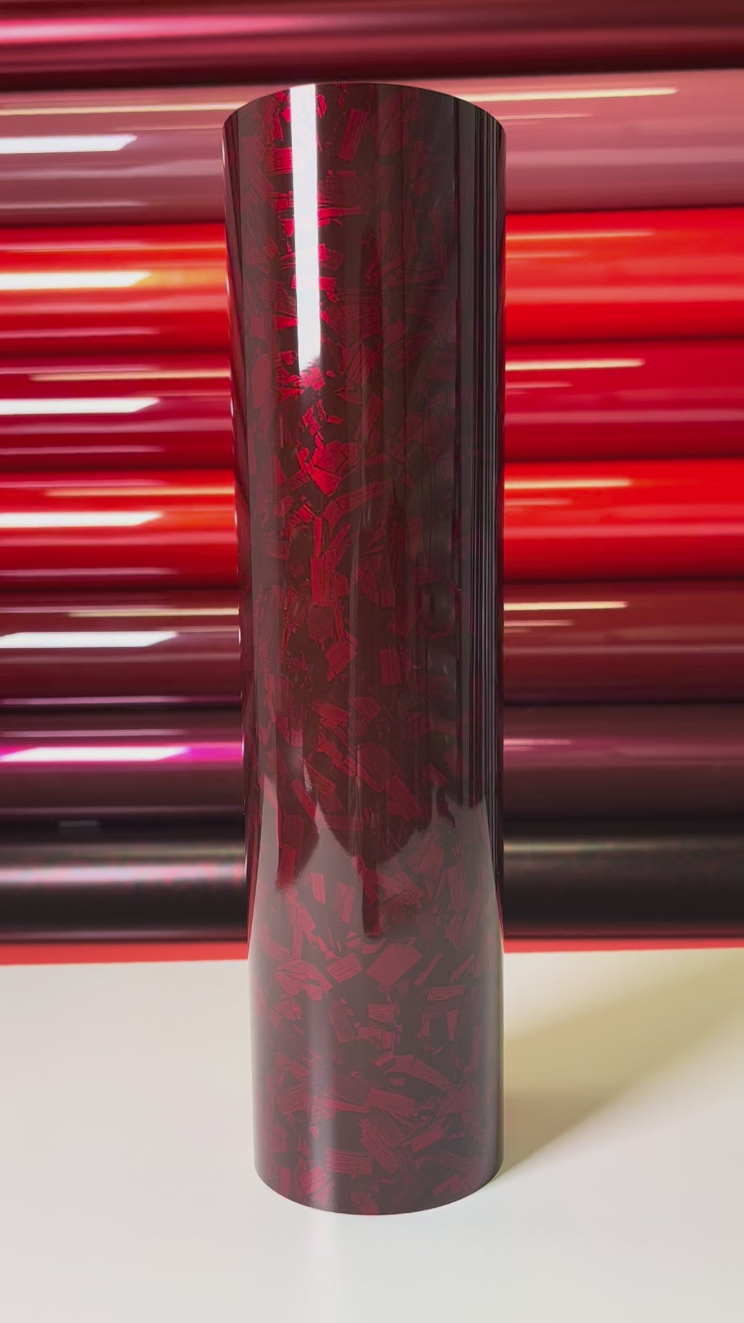 Load video: Matte Satin Carbon Cherry Red Vinyl Wrap